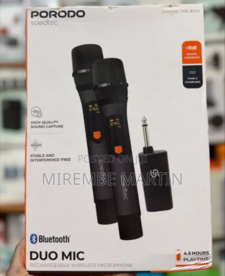 Porodo Soundtec Duo Mic Aluminum Rechargeable Wireless Microphone