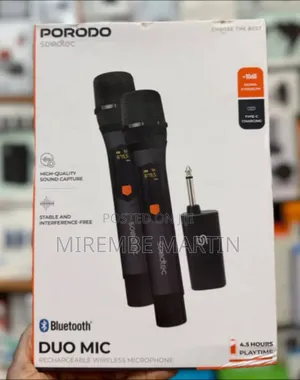 Porodo Soundtec Duo Mic Aluminum Rechargeable Wireless Microphone