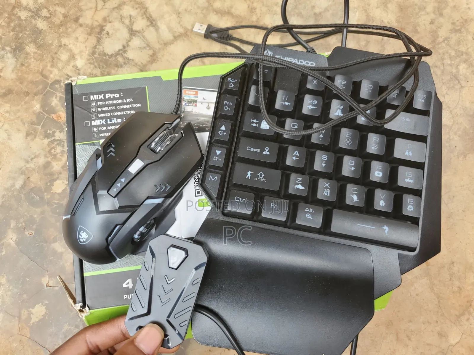 Single Hand Short Gaming Keyboard Mouse for Smart Phone PC