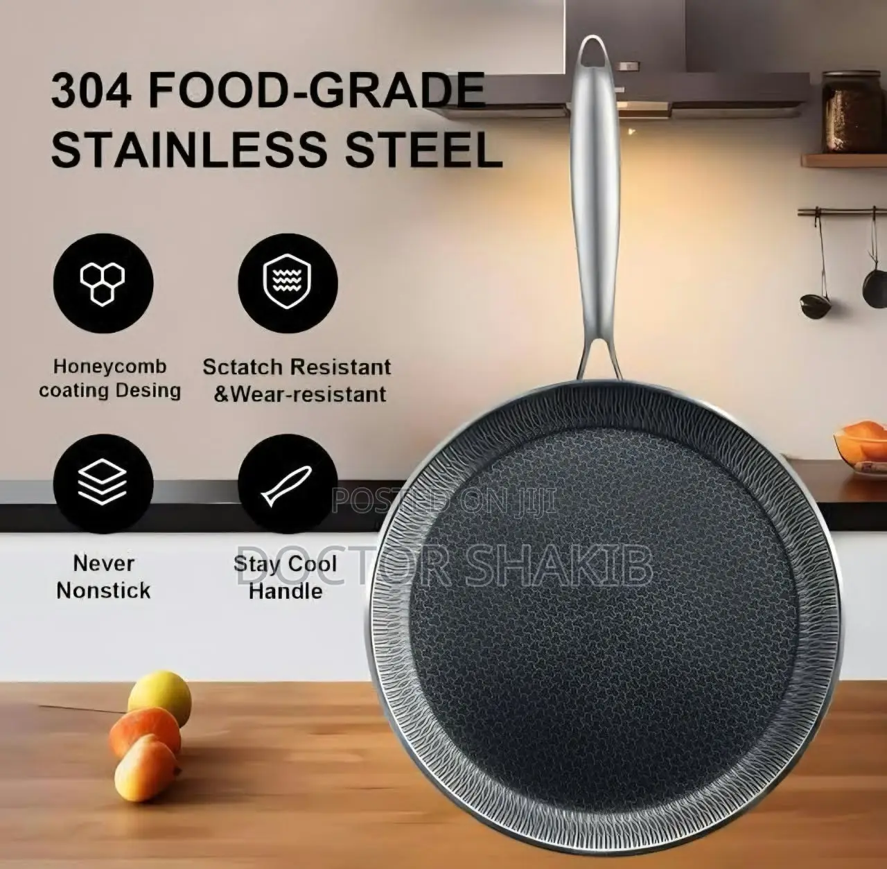 32cm Stainless Steel Honeycomb Frying Pan Non-Stick Pan