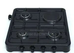 Blue Flame Cooker 3 Gas 1 Electric Plate-Black