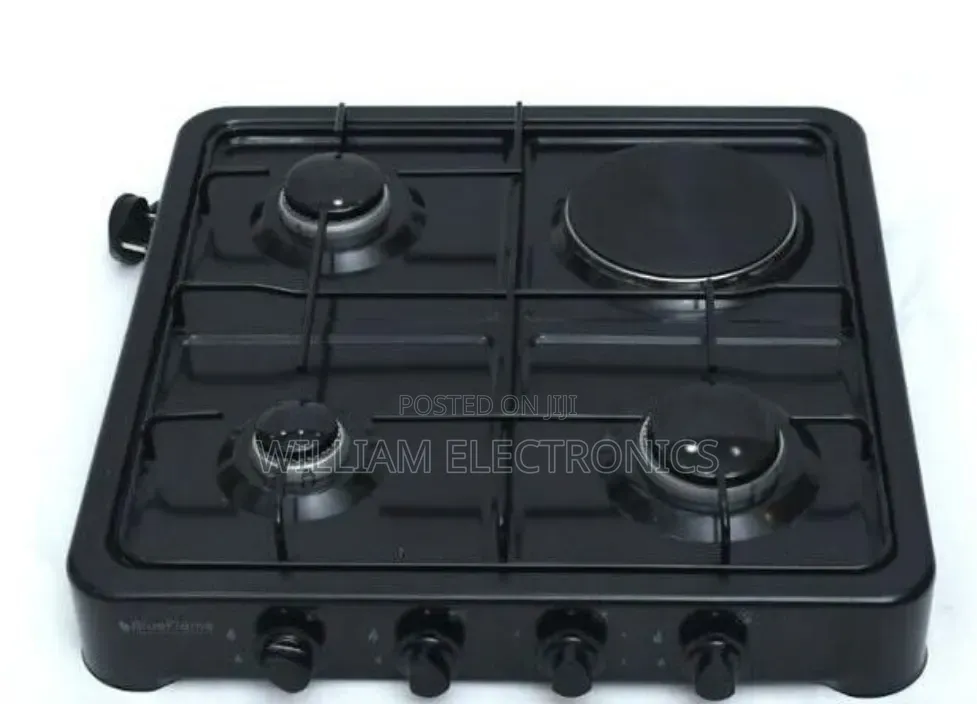 Blue Flame Cooker 3 Gas 1 Electric Plate-Black