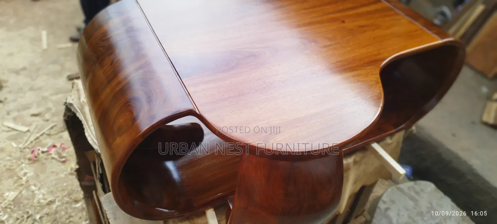 Solid C Shaped Wooden Table