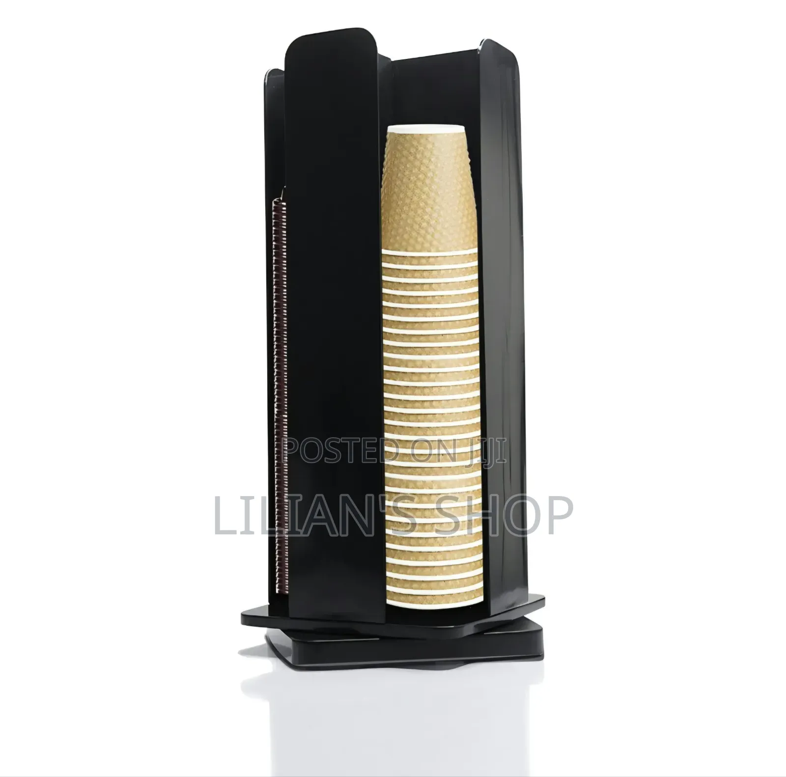 Black 4-Section Revolving Coffee/Dispenser Cup Organizer