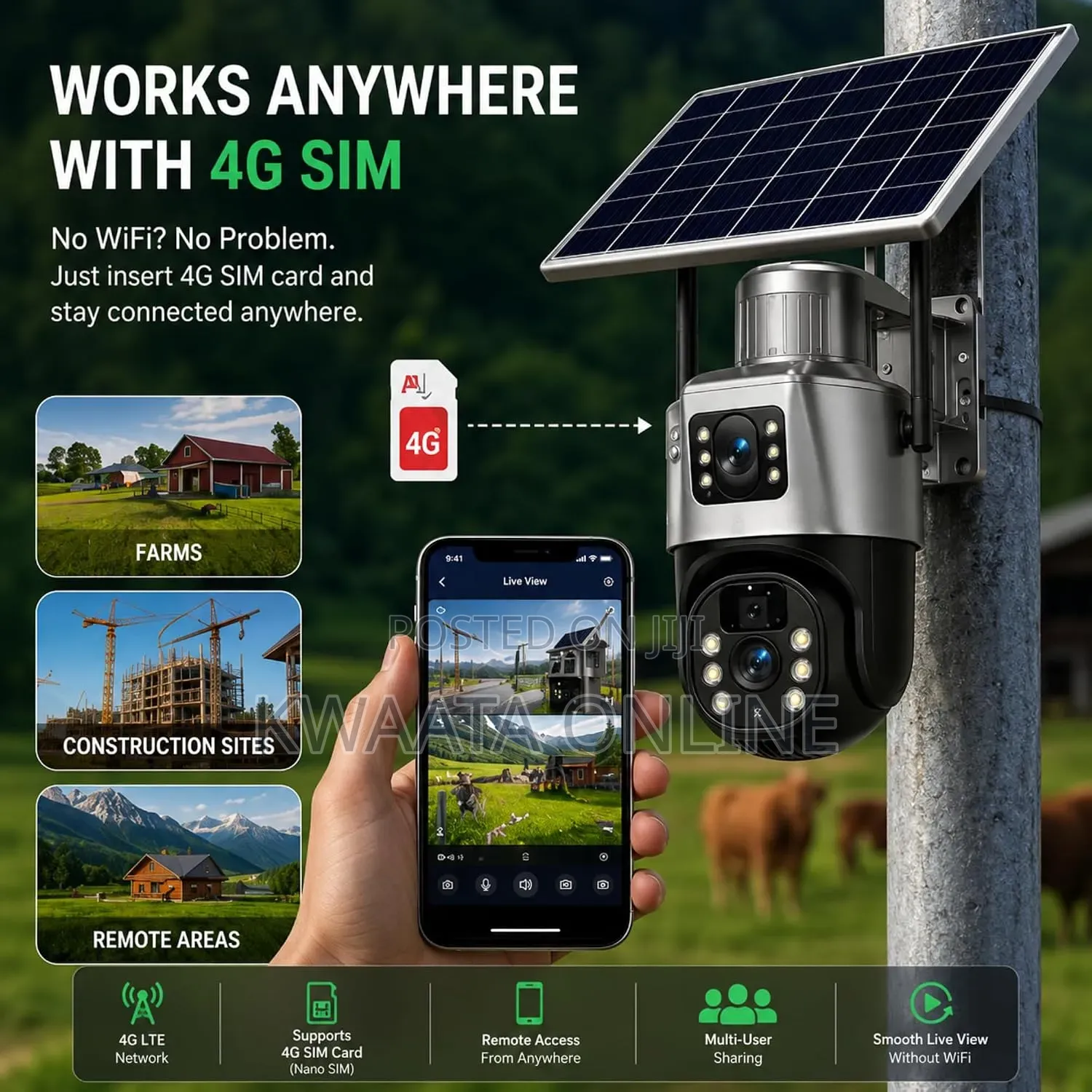 4G Sim Card Dual Lens PTZ Solar Camera WiFi Wireless Security Camera