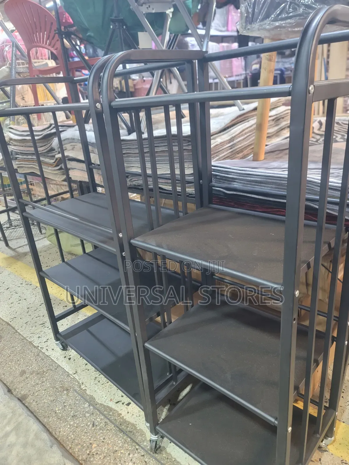 Metal Kitchen Storage Rack With Wheels - Multipurpose Organizer Shelf