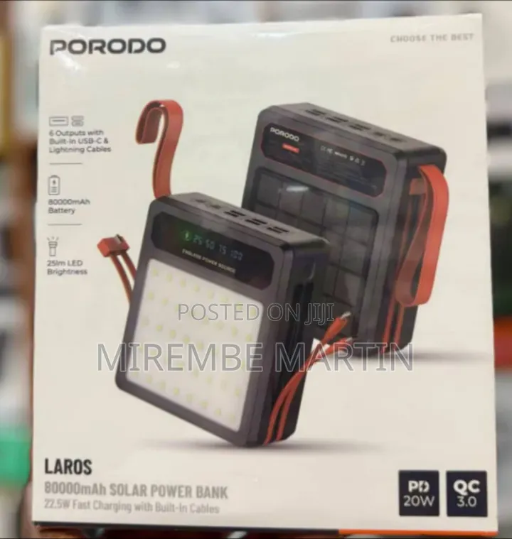 Porodo Laros Solar Power Bank With 22.5W Fast Charging Built