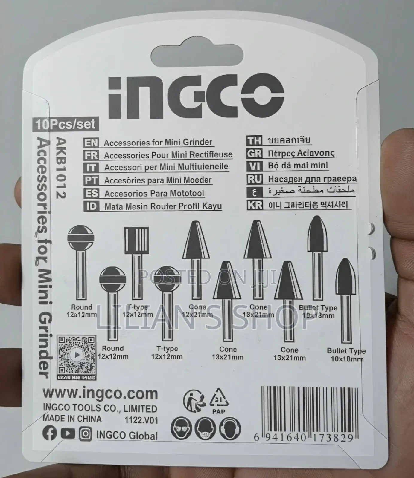 INGCO AKB1012 10-Piece Mounted Stone Accessory Set