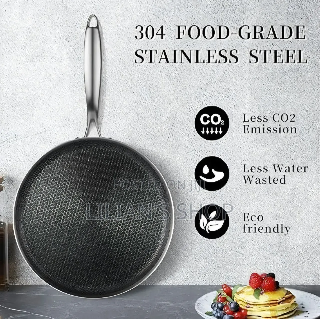 32cm Stainless Steel Honeycomb Frying Pan Non-Stick Pan