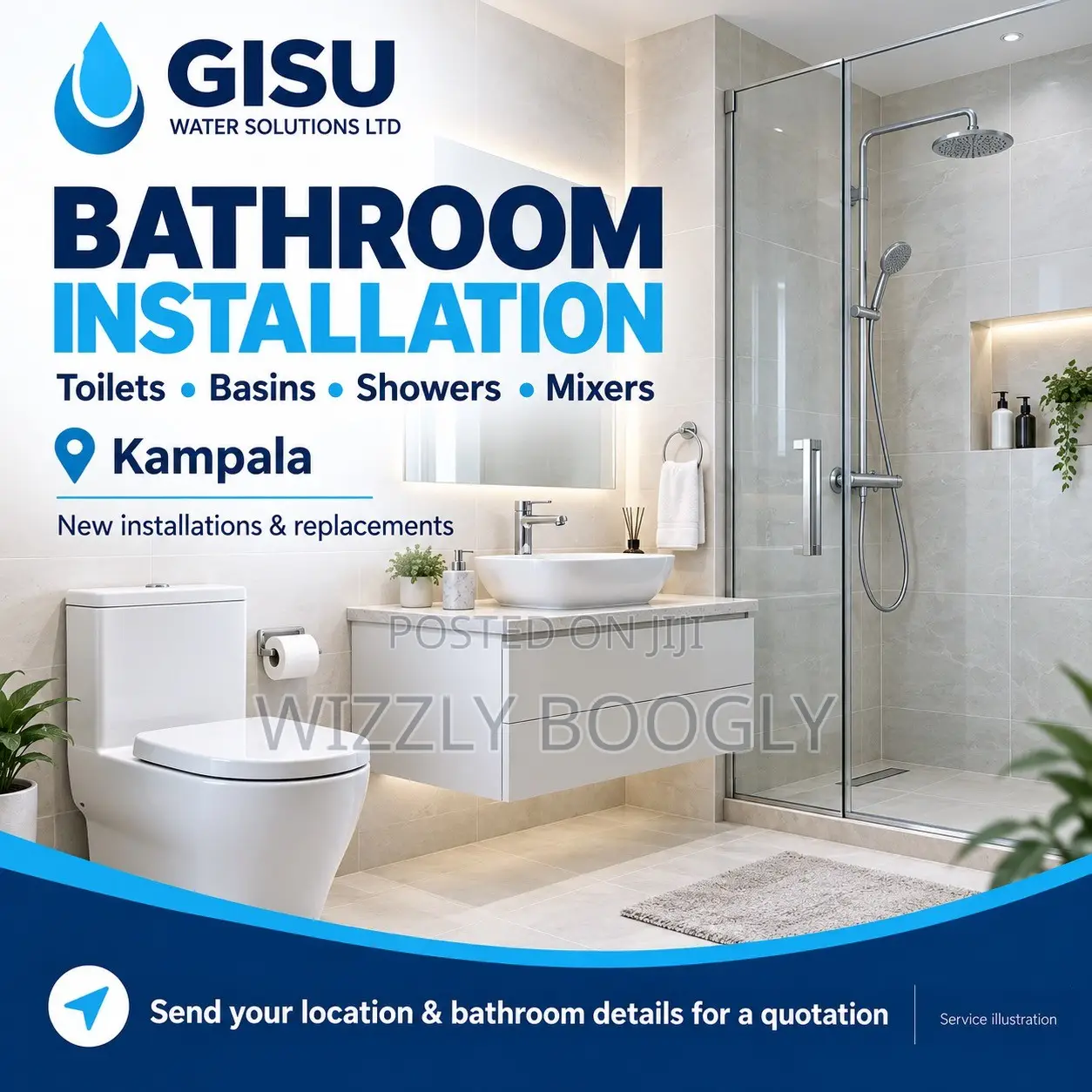 Bathroom Installation in Kampala – Toilets, Basins Showers
