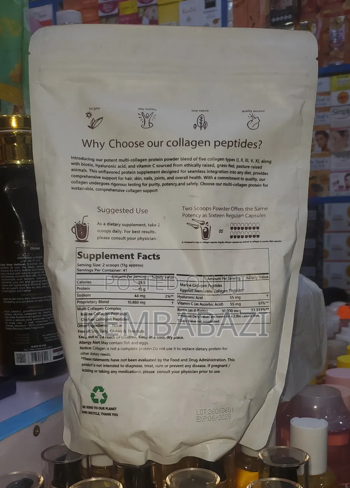 454g Unflavored Multi-Collagen Peptides Dietary Supplement.