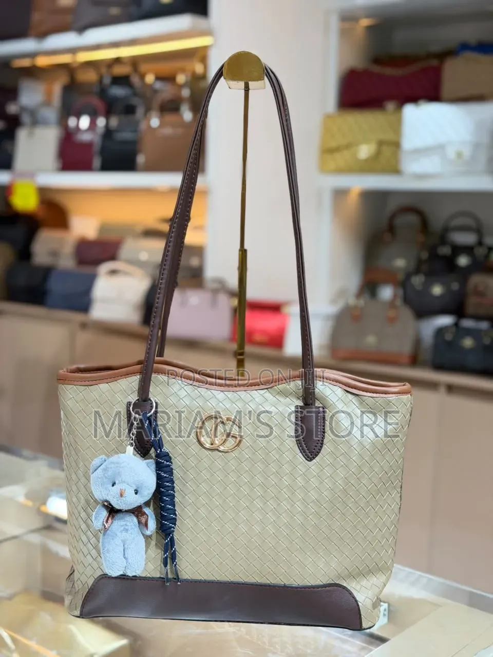 Woven-Pattern Tote Shoulder Bag