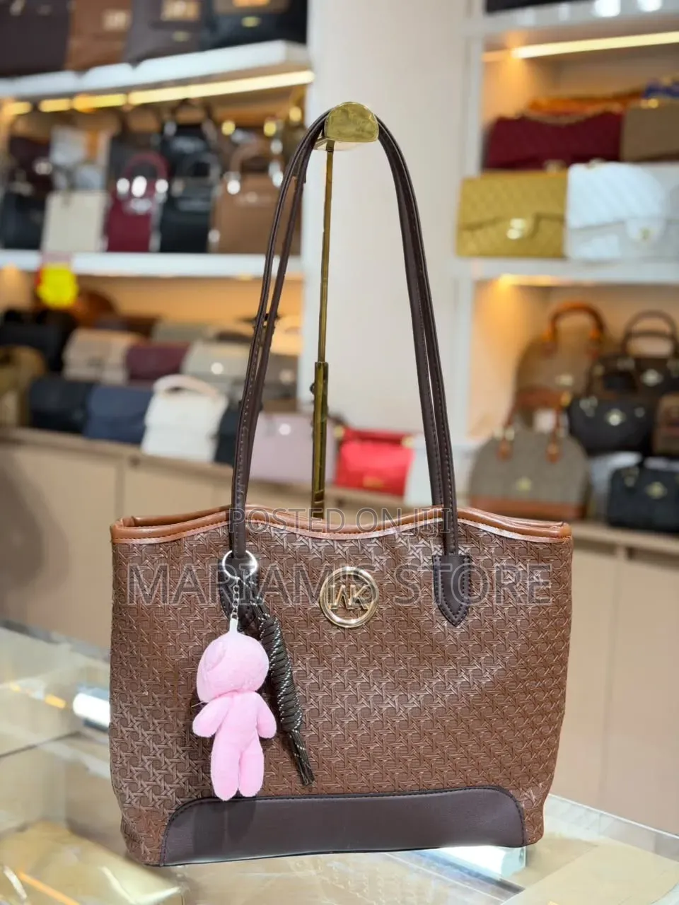 Woven-Pattern Tote Shoulder Bag
