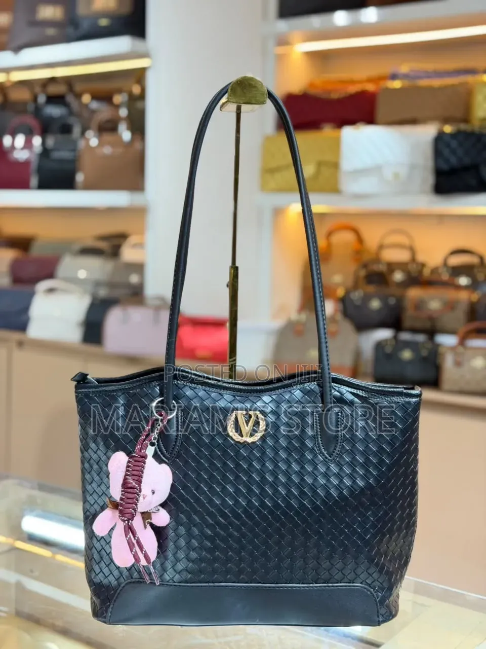 Woven-Pattern Tote Shoulder Bag