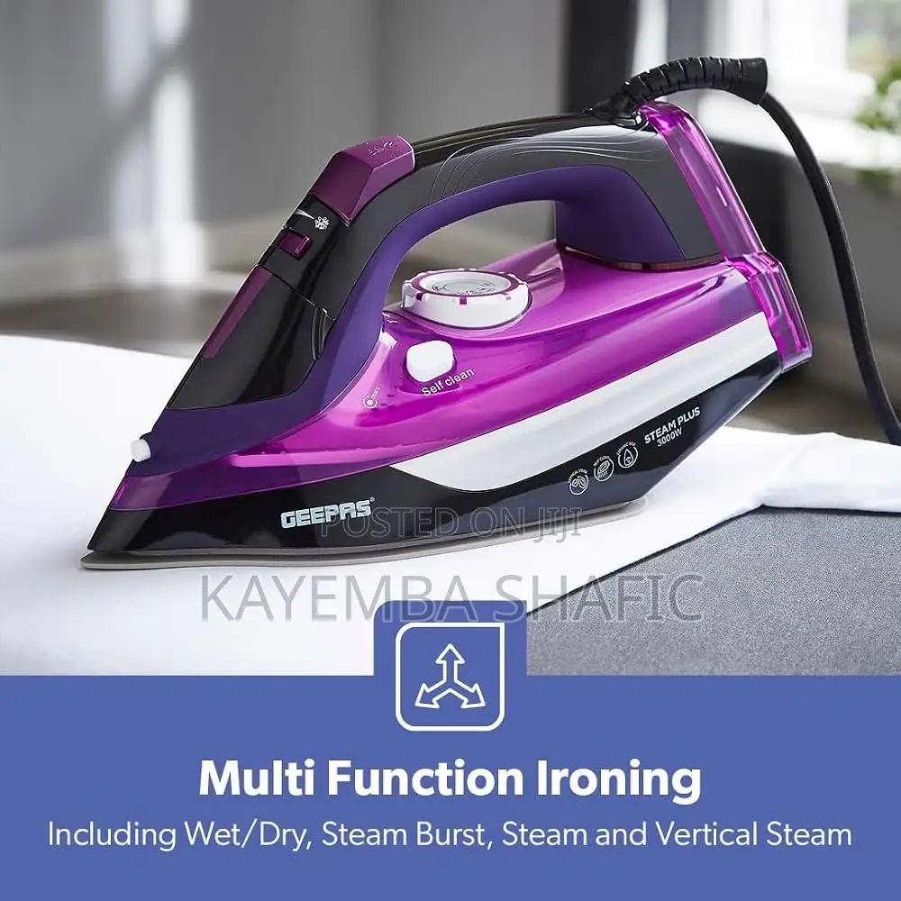 Geepas 3000W Ceramic Steam Iron (GSI24025N) - Brand New Wet Dry