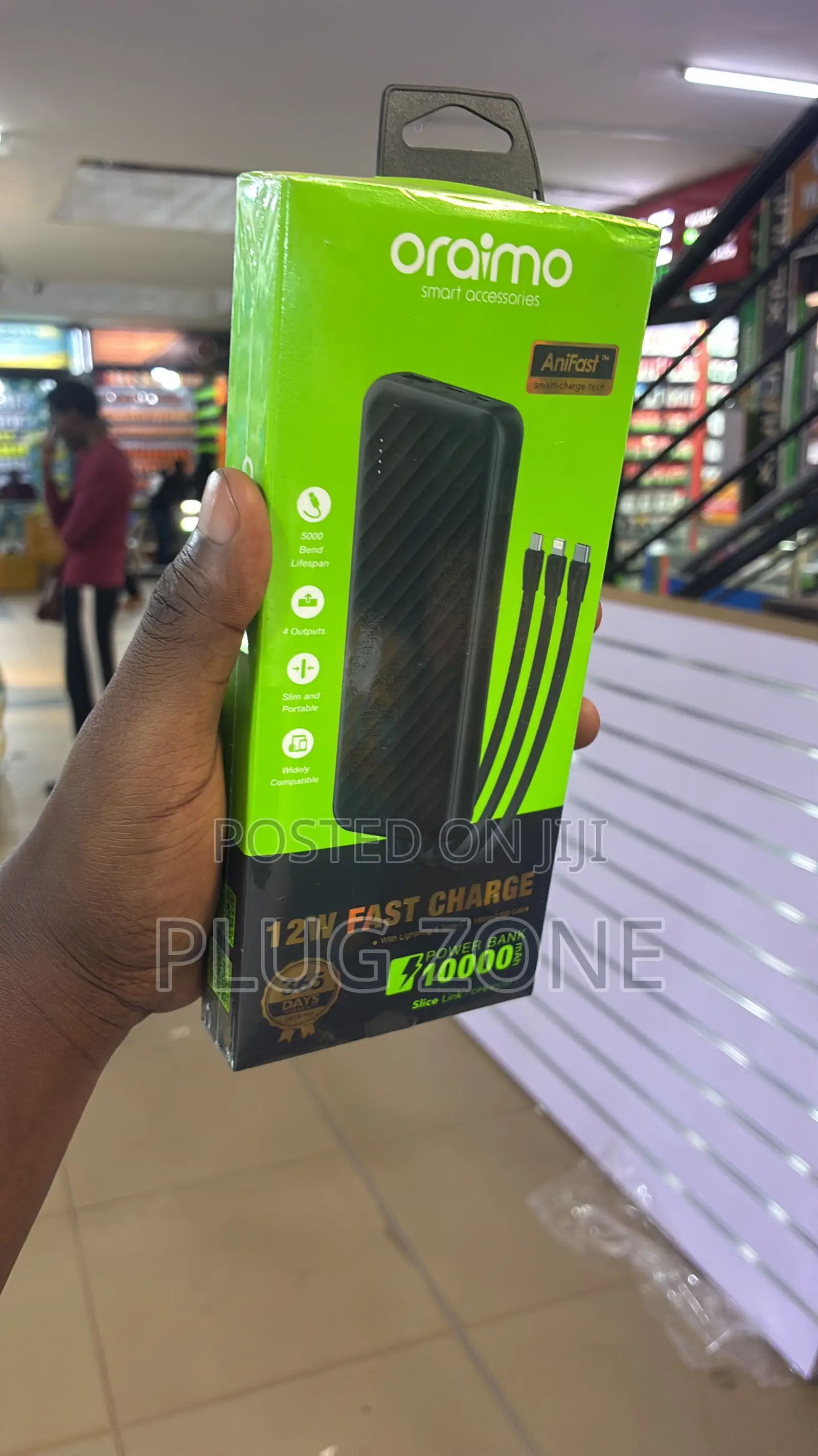 Oraimo Power Bank With Inbuilt Cables 10,000mAh