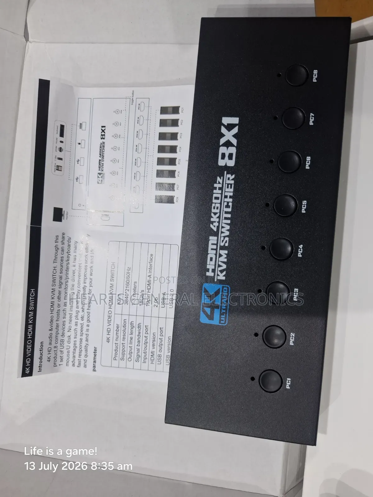 8 Port HDMI KVM Switcher