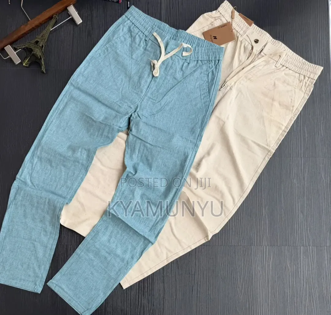 Casual Men's Linen Drawstring Trousers.