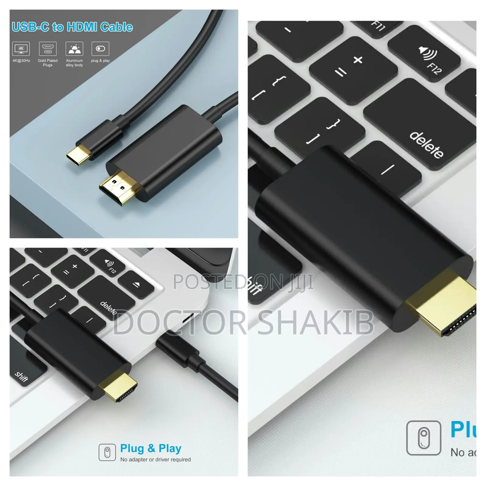 USB Type-C to HDMI Cable Supporting Ultra HD
