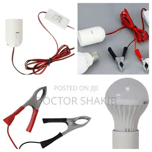 12V LED Work Light Bulb With Battery Alligator