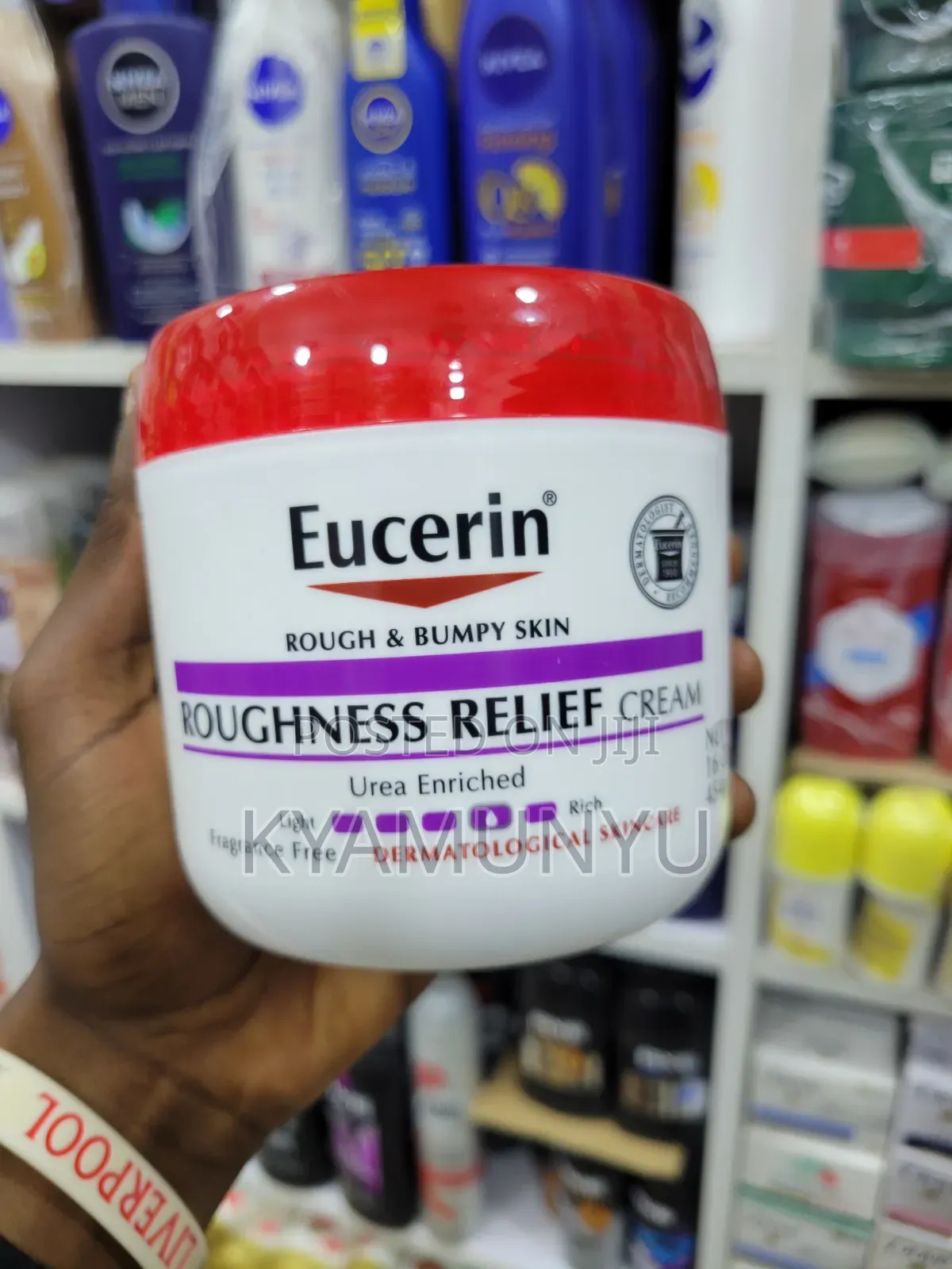 Eucerine Roughness Relief Cream.