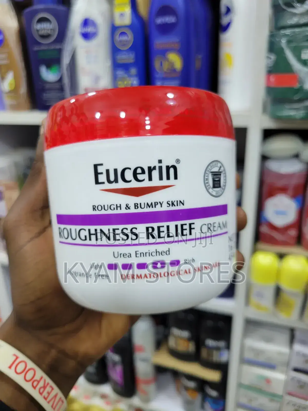 Eucerine Roughness Relief Cream.