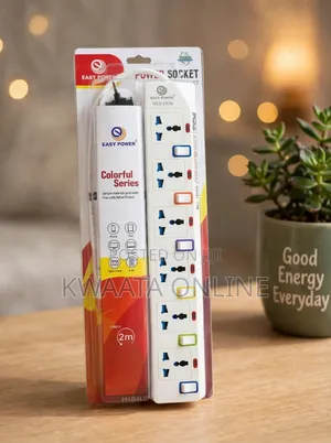 6 Way Extension Socket - 6 Gang Switches - 2M Cable (EASY POWER)