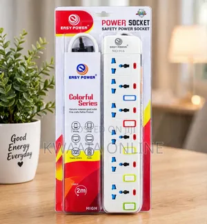 6 Way Extension Socket - 6 Gang Switches - 2M Cable (EASY POWER)