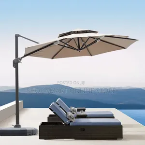 Wind Resistant and Waterproof Khaki Large Garden Parasol Umbrella