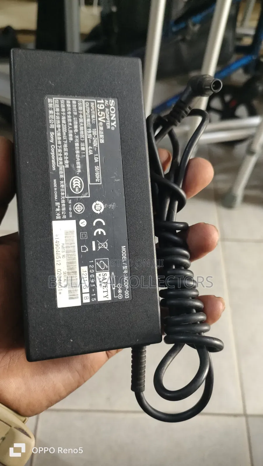 Sony AC Adapter, With an Output Rating of 19.5V and 4.4A.