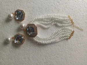 Vintage Multi-Layer Pearl Choker and Earring Jewelry Set.