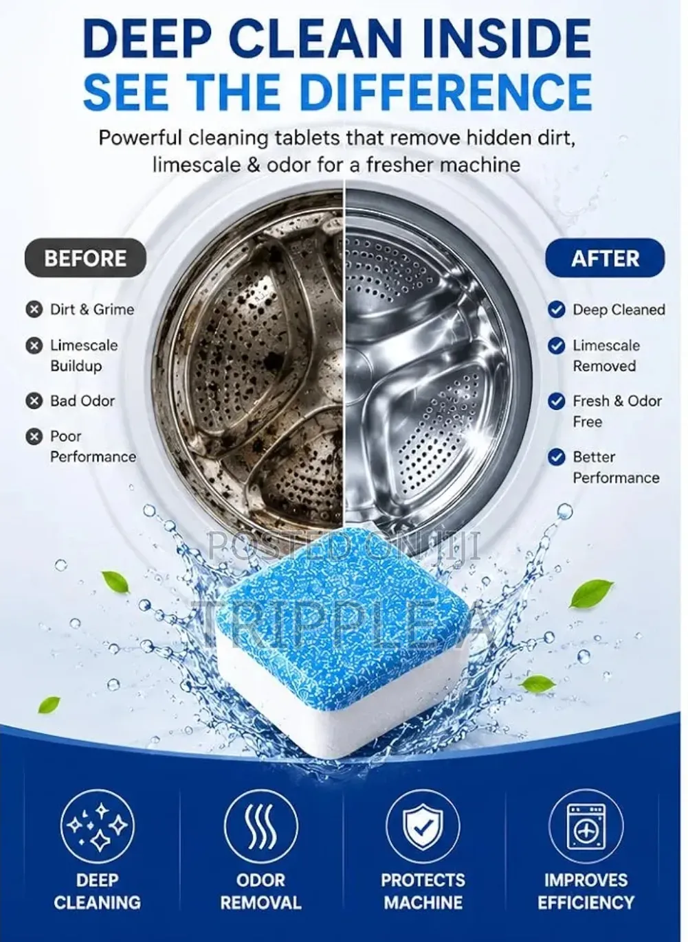 Blue and White Cleaning Tablets for Washing Machine