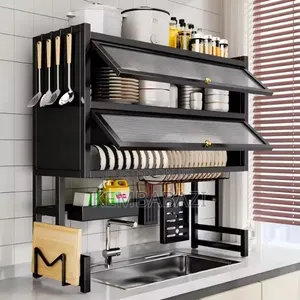 Double-Door Enclosed Over-the-Sink Dish Drying Rack