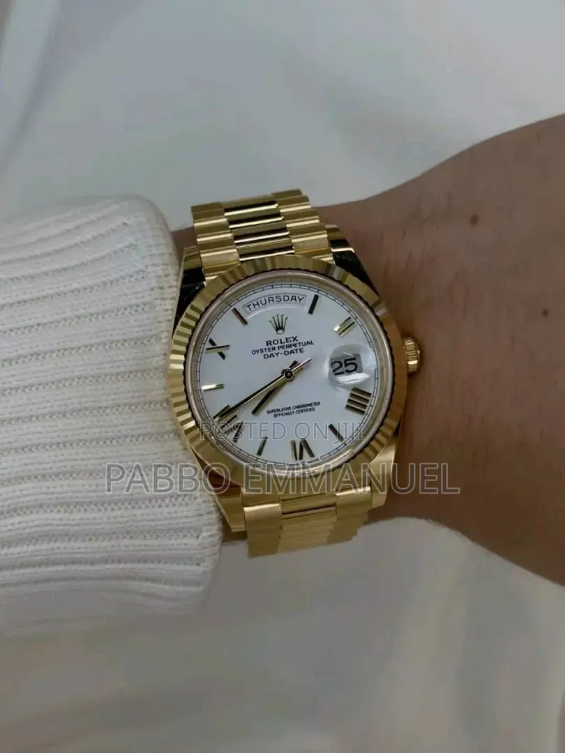 Gold-White Interface Lady's Rolex Hand Watch
