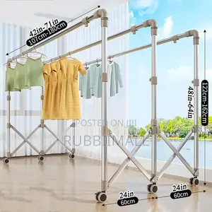Multi Functional Movable Cloth Rack 3 Bars 150kg