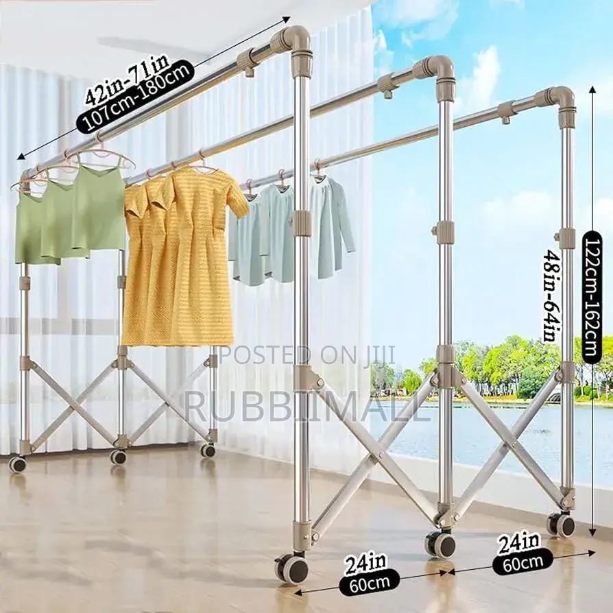Multi Functional Movable Cloth Rack 3 Bars 150kg