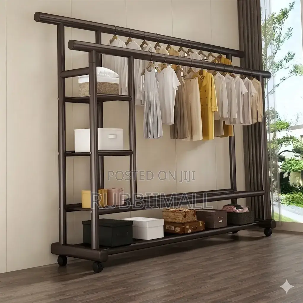 Heavy-Duty, Double-Pole Metal Clothes Rack 150 Kg
