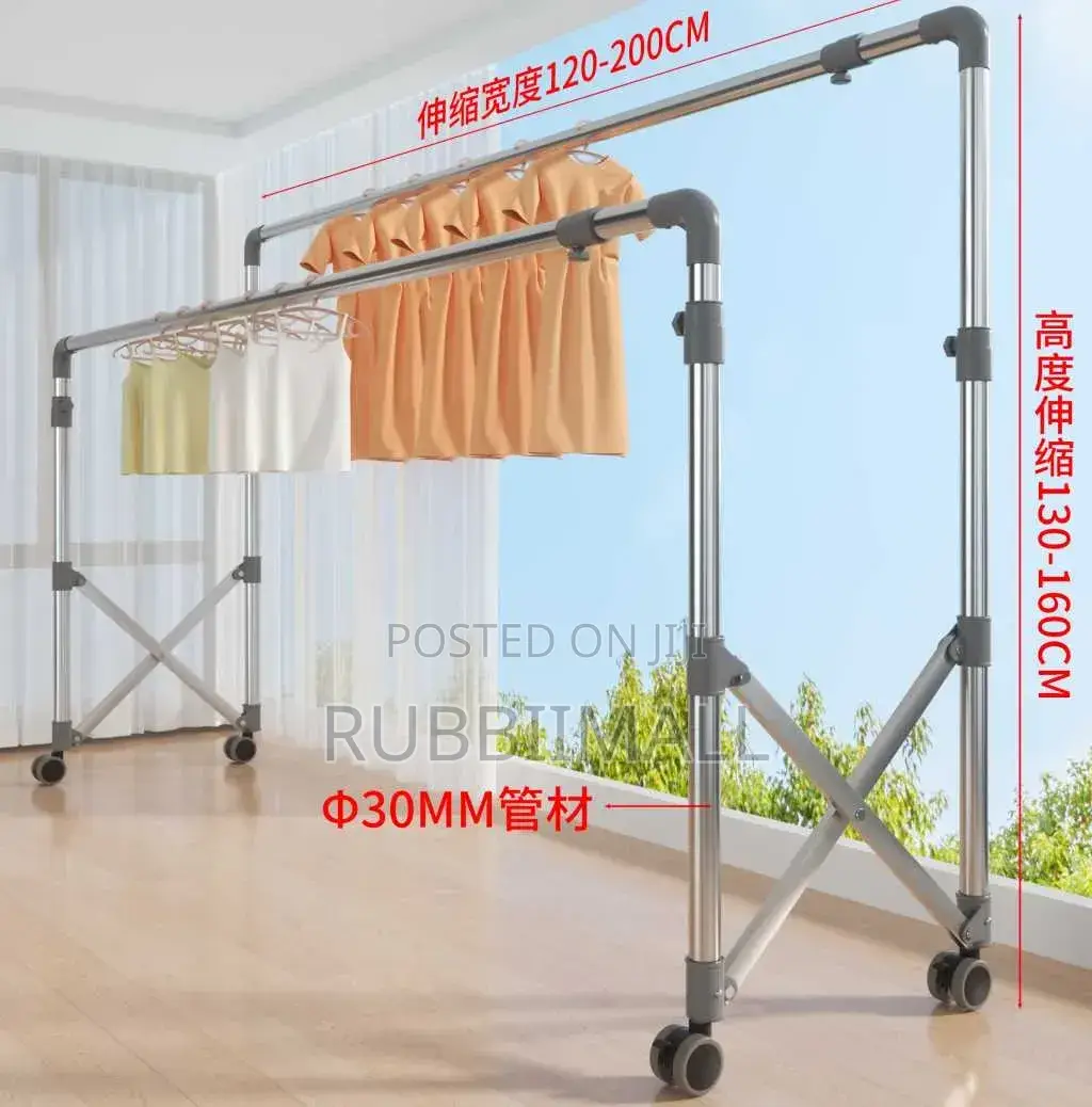 Double-Pole Telescopic Clothes Drying Rack and Garments Stand 80Kg