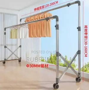 Double-Pole Telescopic Clothes Drying Rack and Garments Stand 80Kg