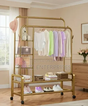 Gold-Finished Metal Double-Ended Clothing Rack 68Kg