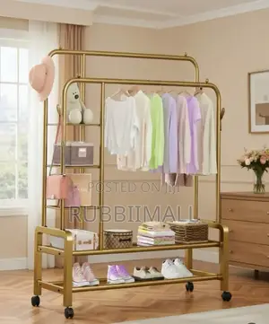 Gold-Finished Metal Double-Ended Clothing Rack 68Kg