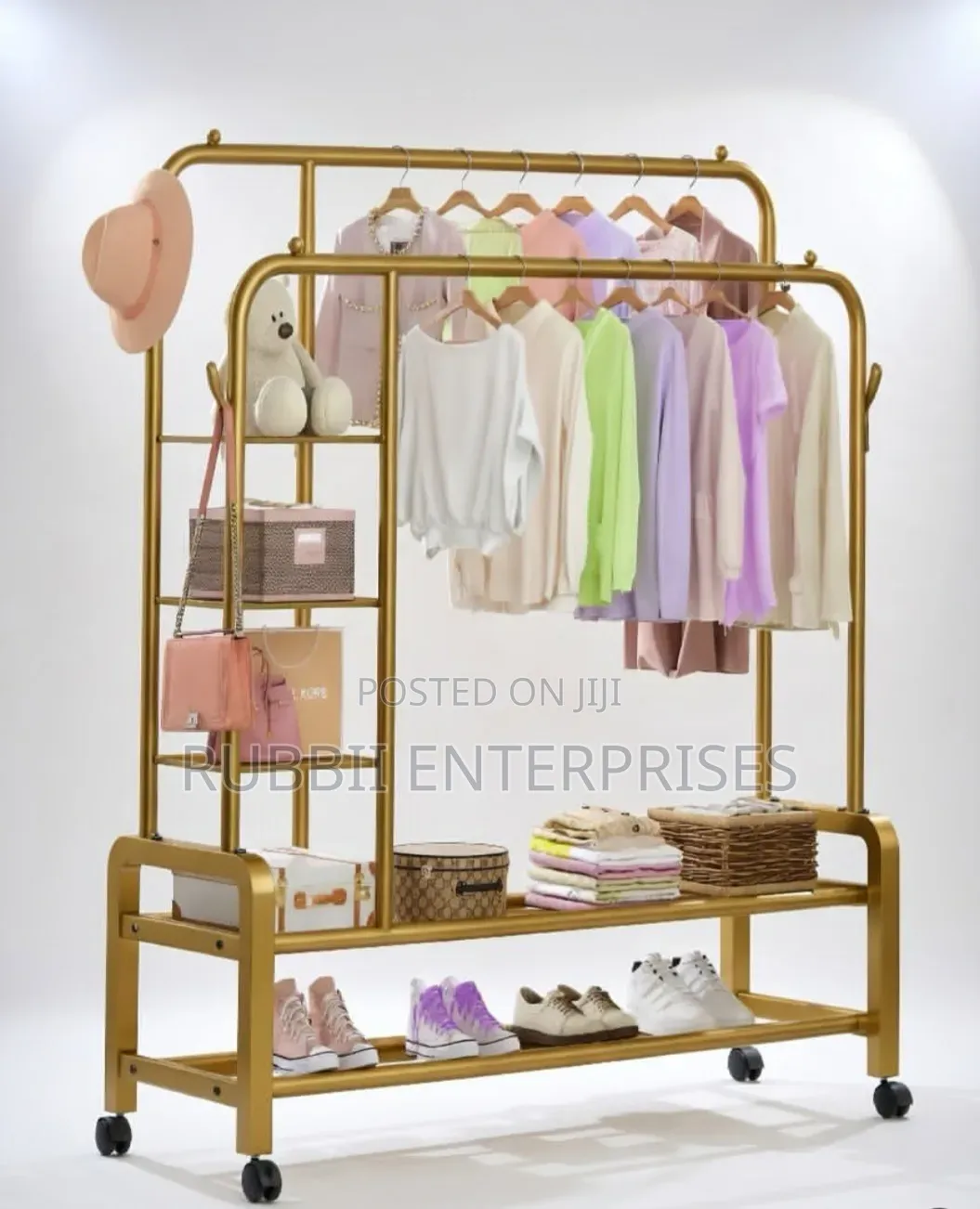 Gold-Finished Metal Double-Ended Clothing Rack 68Kg