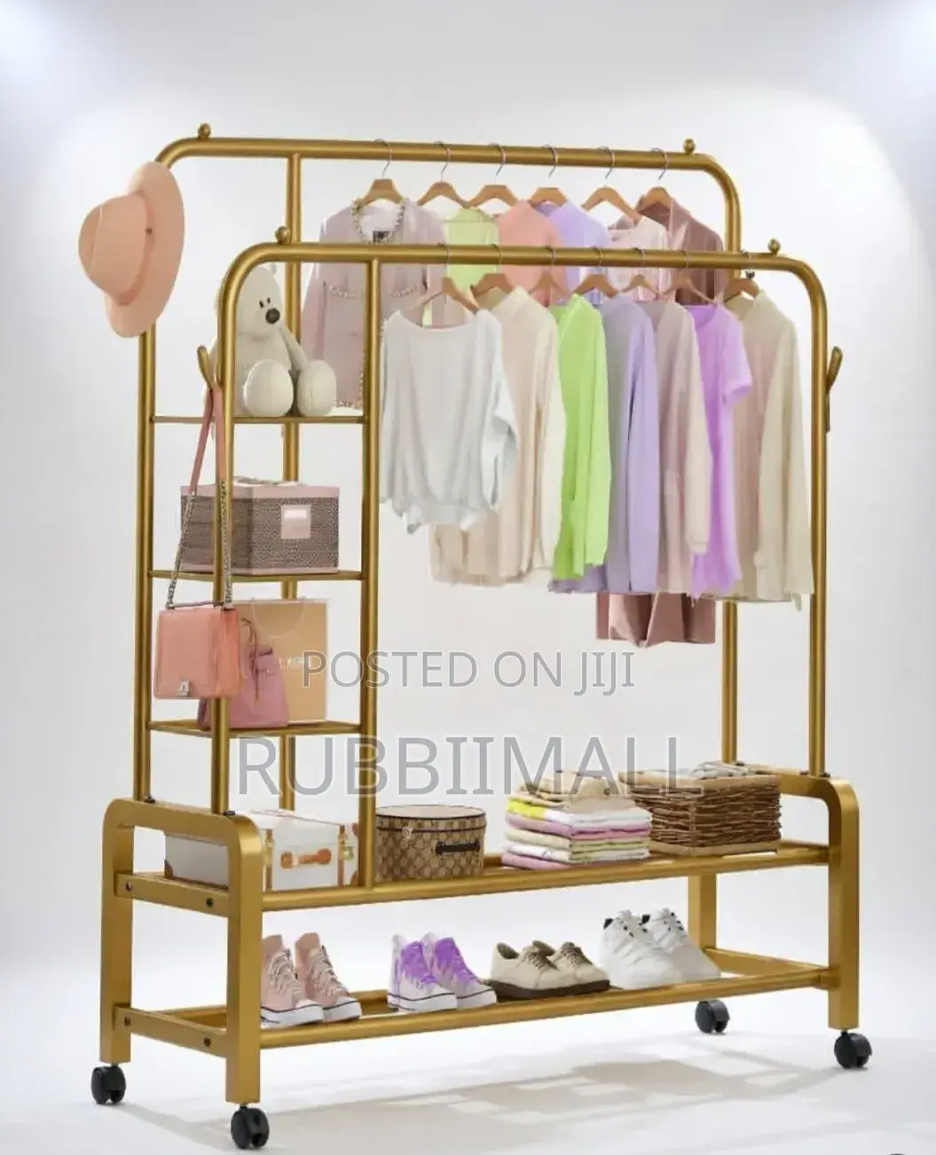 Gold-Finished Metal Double-Ended Clothing Rack 68Kg