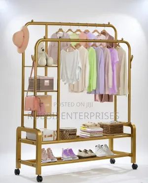 Gold-Finished Metal Double-Ended Clothing Rack 68Kg