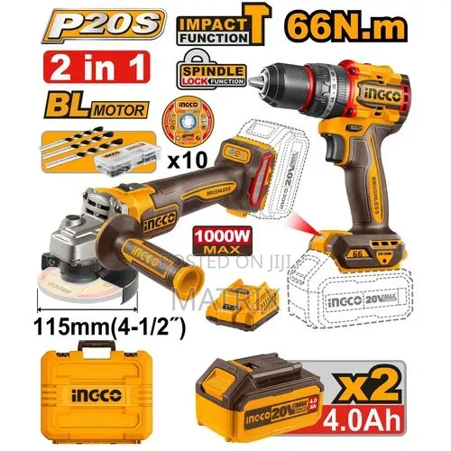 Ingco Cordless 2pcs Combo Kit 20V