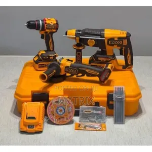 Ingco 3 in 1 Combo Kit 20V –Impact Drill, Ngle Grinder Rotary Hammer