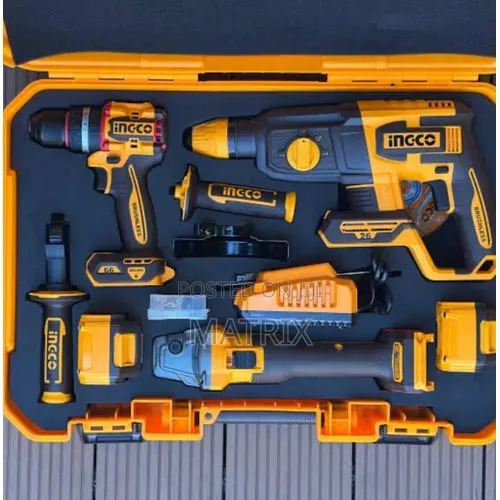 Ingco 3 in 1 Combo Kit 20V –Impact Drill, Ngle Grinder Rotary Hammer