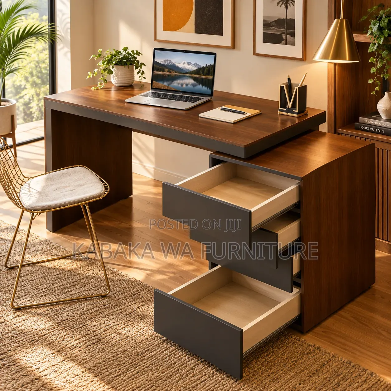 Premium-Desk-120cm-Walnut-Top-Black-X-Base-Modern-Office-B