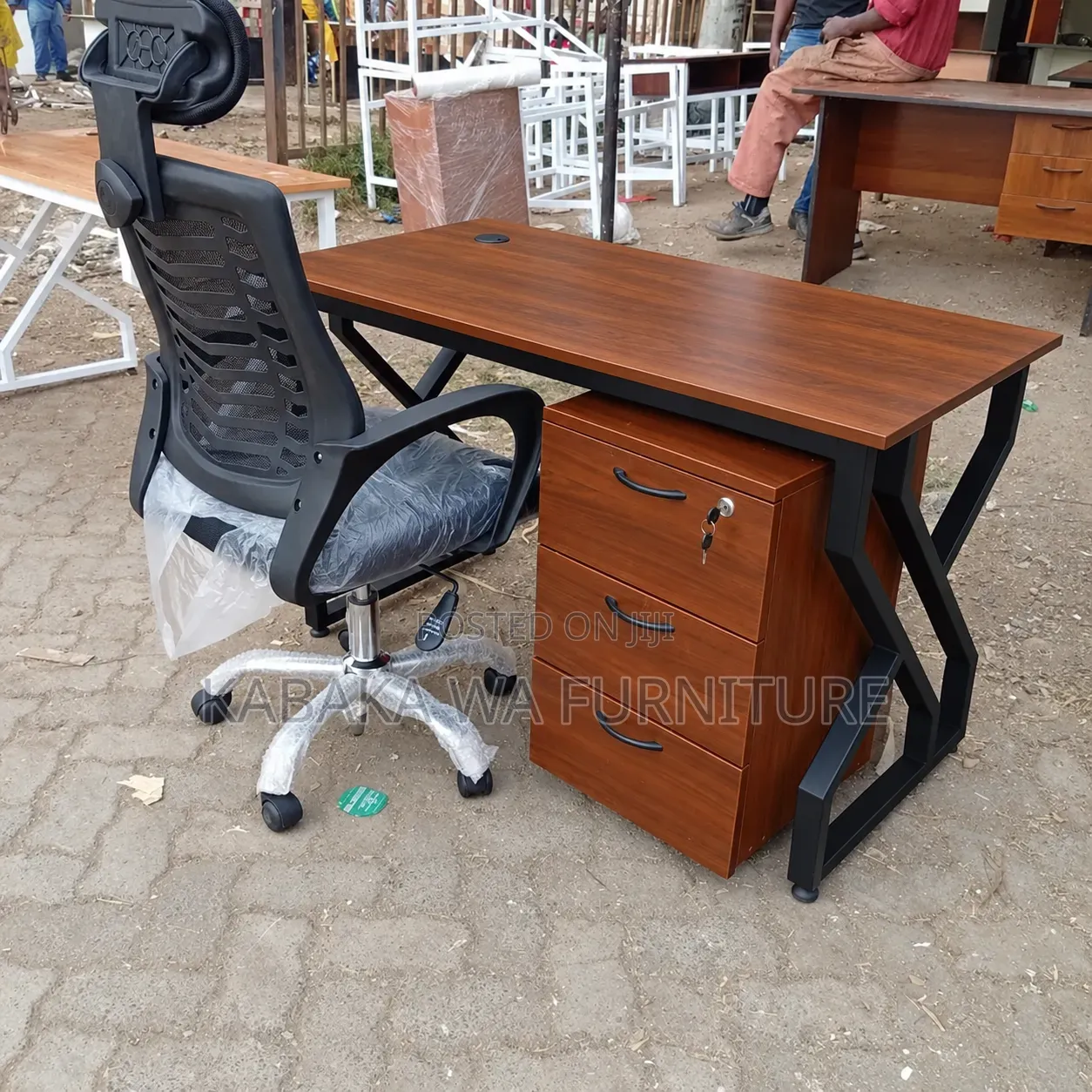Premium-Desk-120cm-Walnut-Top-Black-X-Base-Modern-Office-B