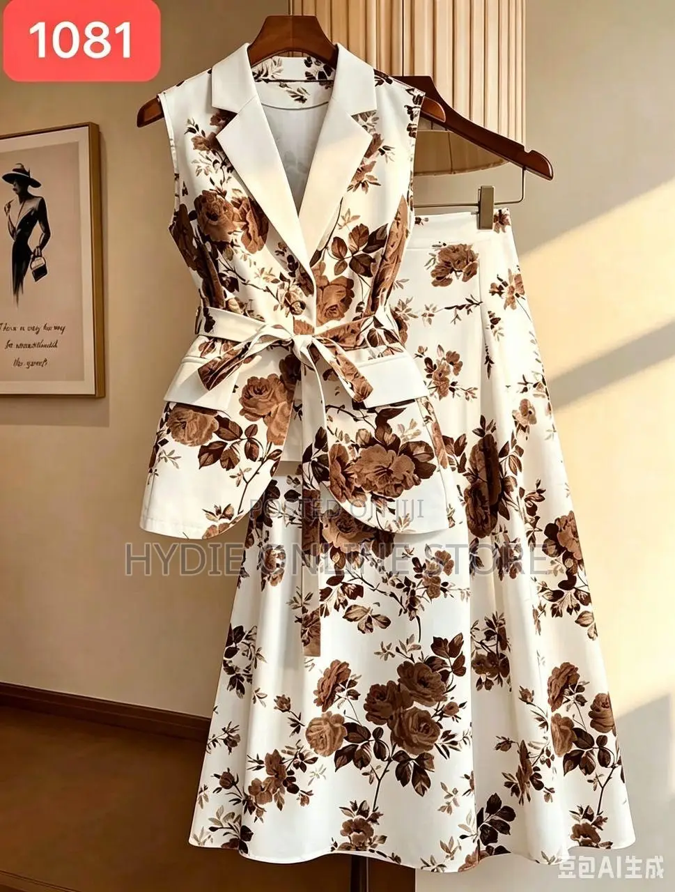 Floral Suit (Skirt)two Piece